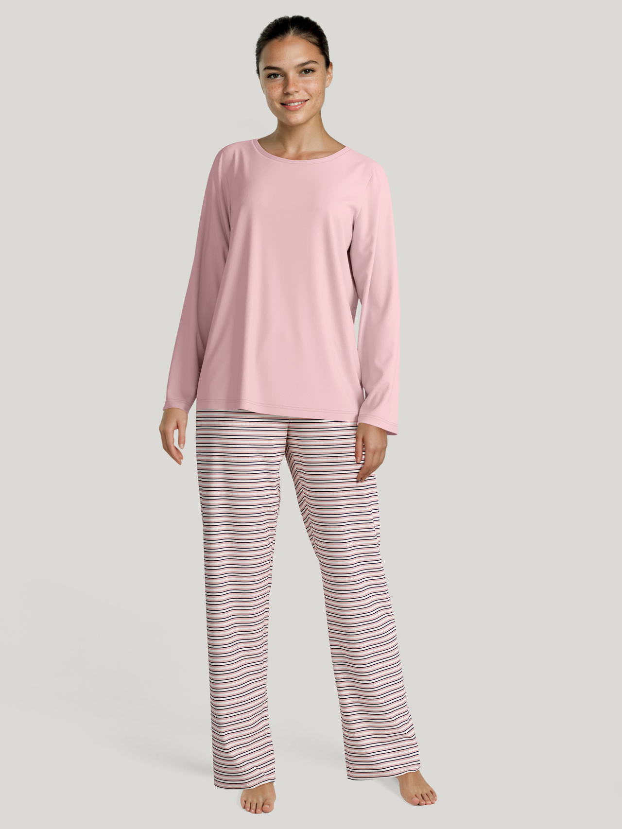 CALIDA Nightwear Xtra Pyjama, langfür Damen, XS, Rosa, Zeitlose Nachtwäsche aus reiner Baumwolle