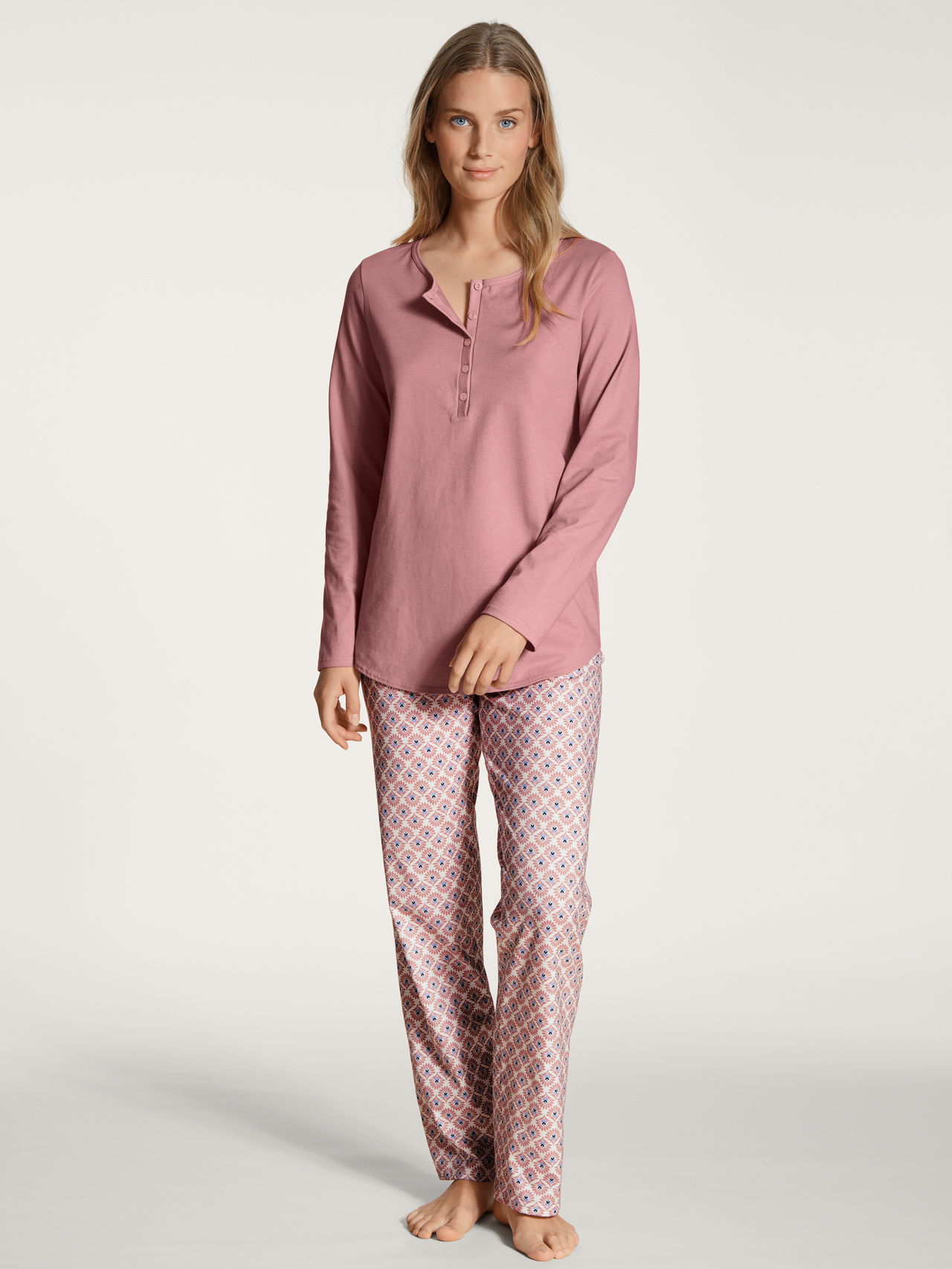CALIDA Lovely Nights Pyjama, langfür Damen, XL, Rosa, Verliebt in erholsame Nächte