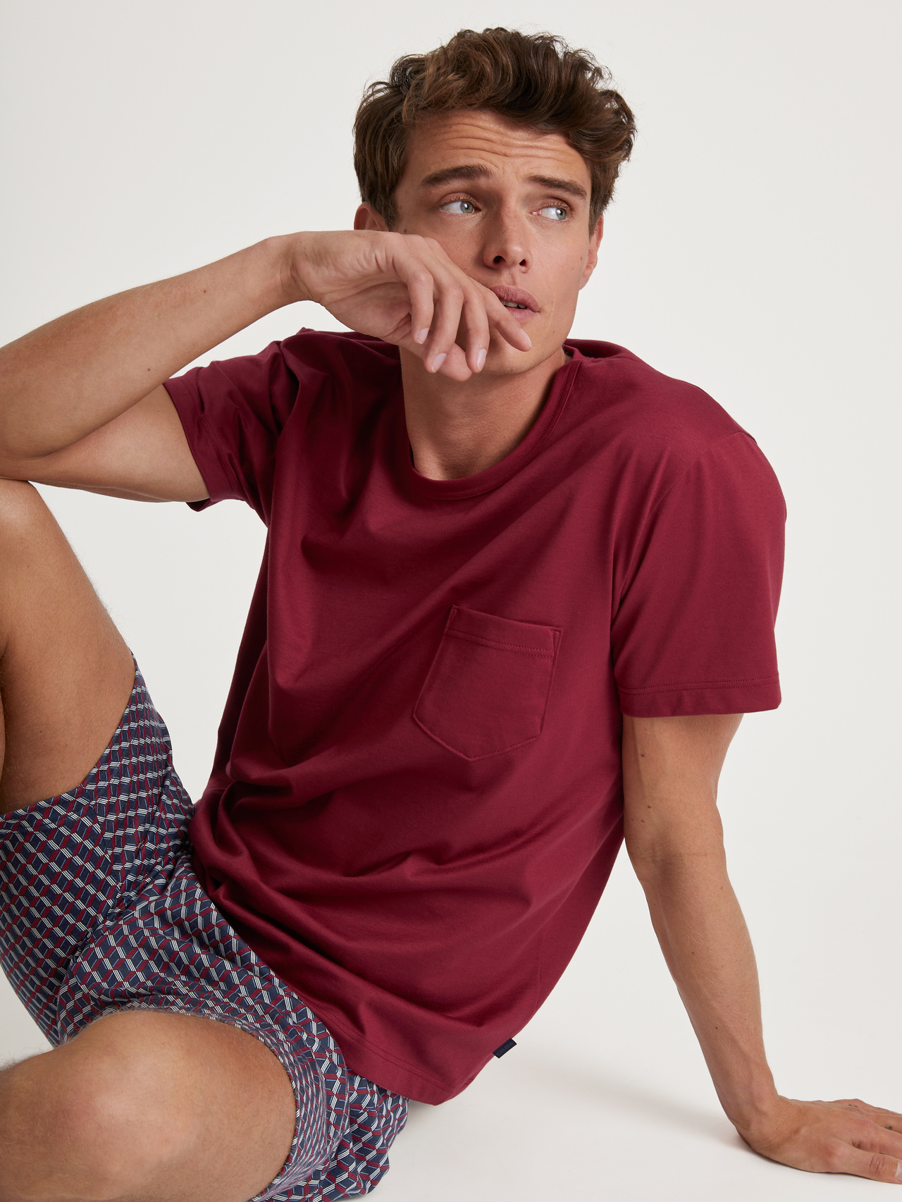 CALIDA Relax Imprint Kurz-Pyjamafür Herren, M, Rot, Reine Baumwolle für entspannte Nächte