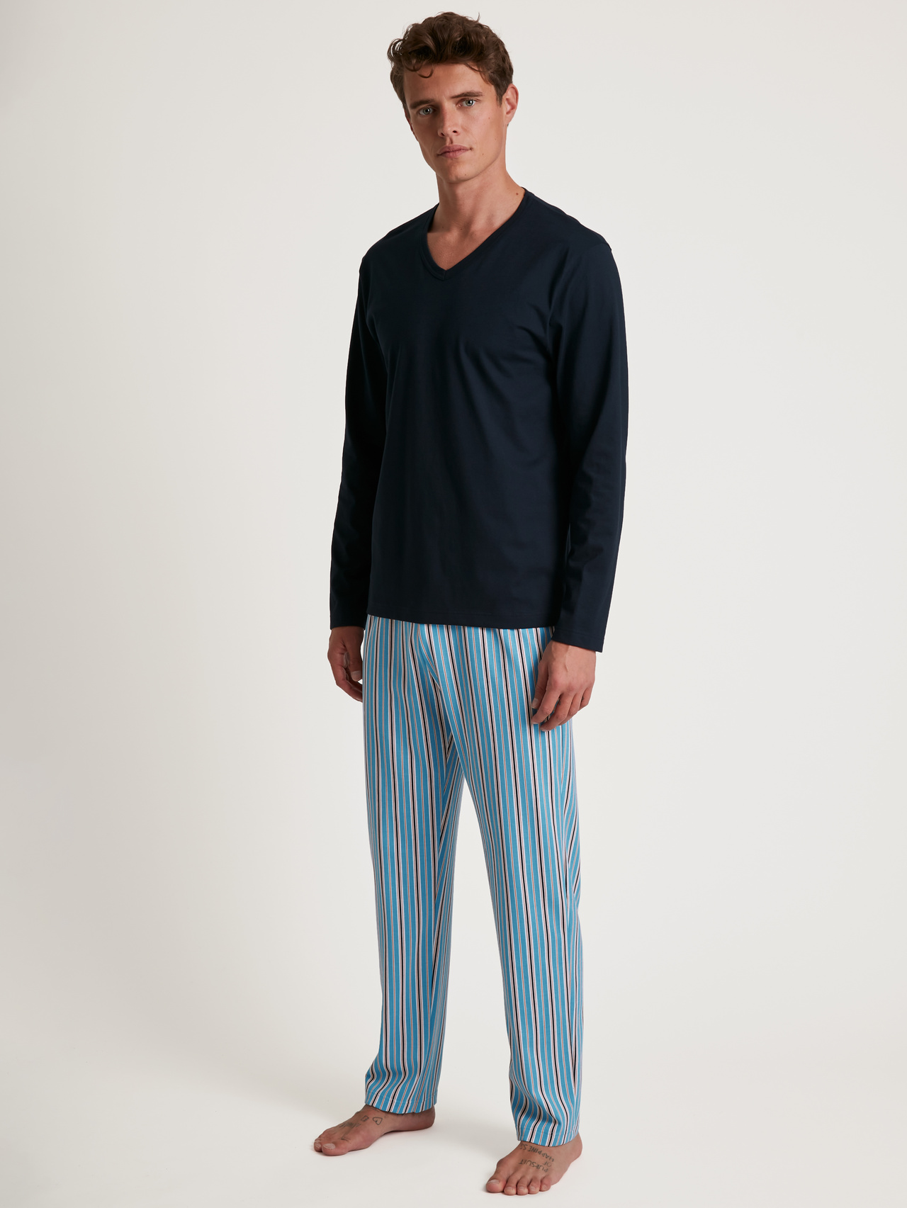 CALIDA Cotton Special Pyjama, langfür Herren, M, Blau, Cotton Special