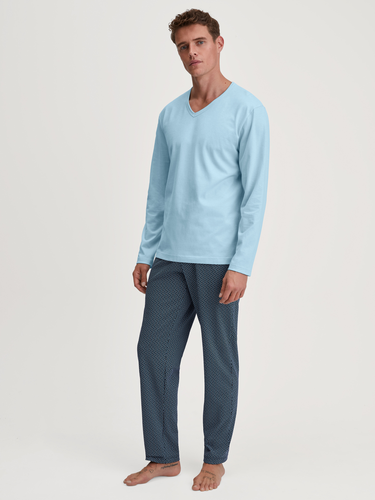 CALIDA Cotton Special Pyjama, langfür Herren, XXL, Blau, Cotton Special