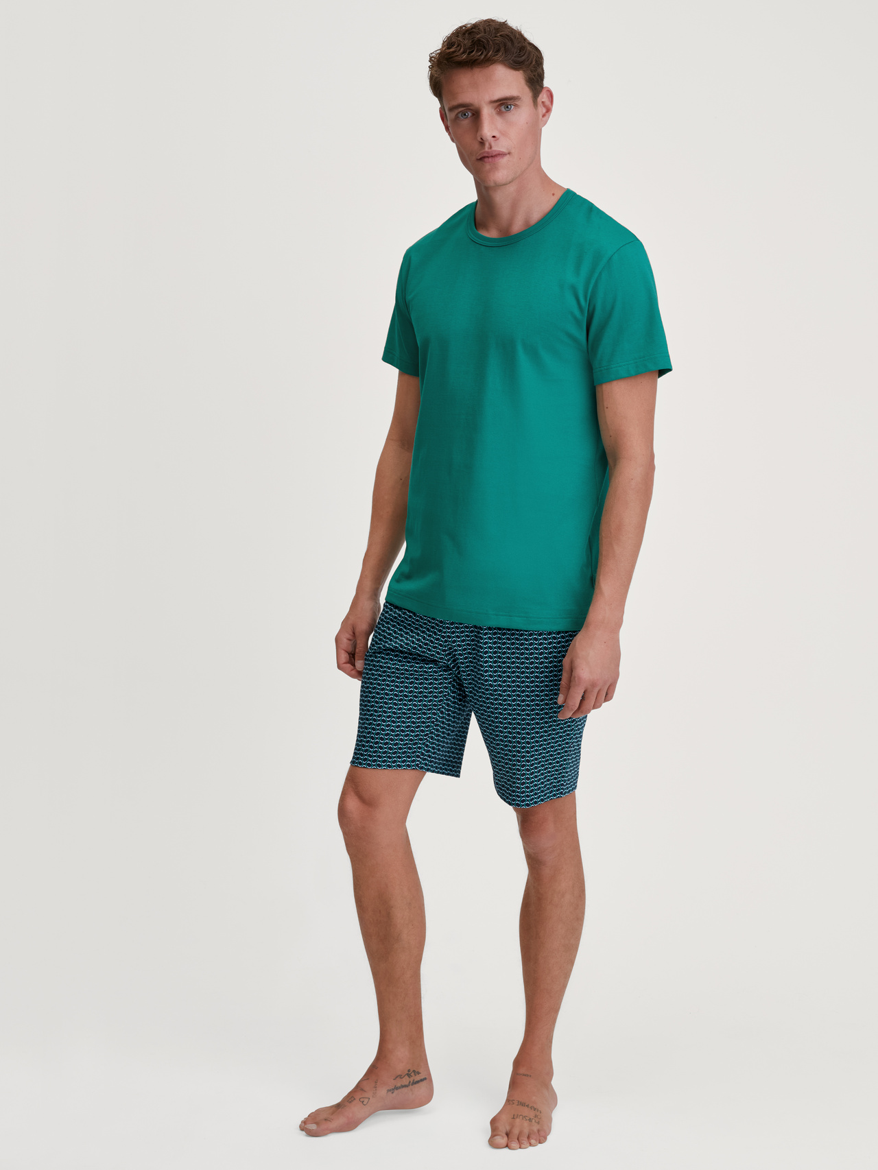 CALIDA Cotton Special Kurz-Pyjamafür Herren, XXL, Grün, Cotton Special