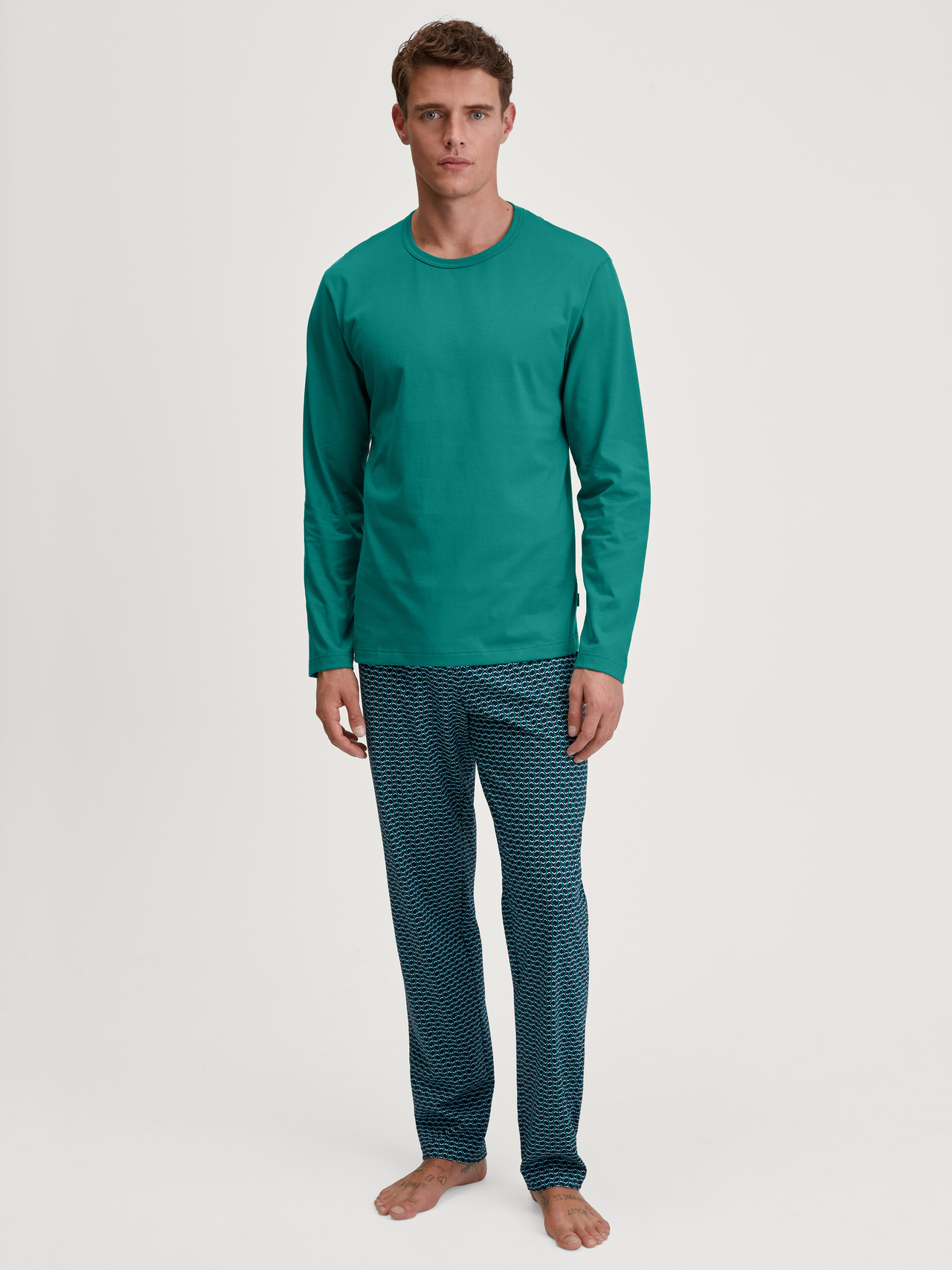 CALIDA Cotton Special Pyjama langfür Herren, M, Grün, Cotton Special
