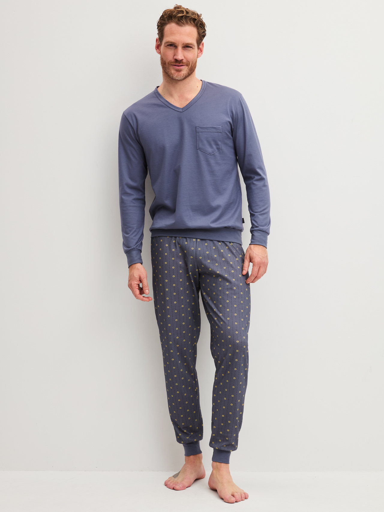 CALIDA EDITION 85 Bündchen-Pyjamafür Herren, XL, Grau, Vertraute Klassiker im Jubiläumsdesign