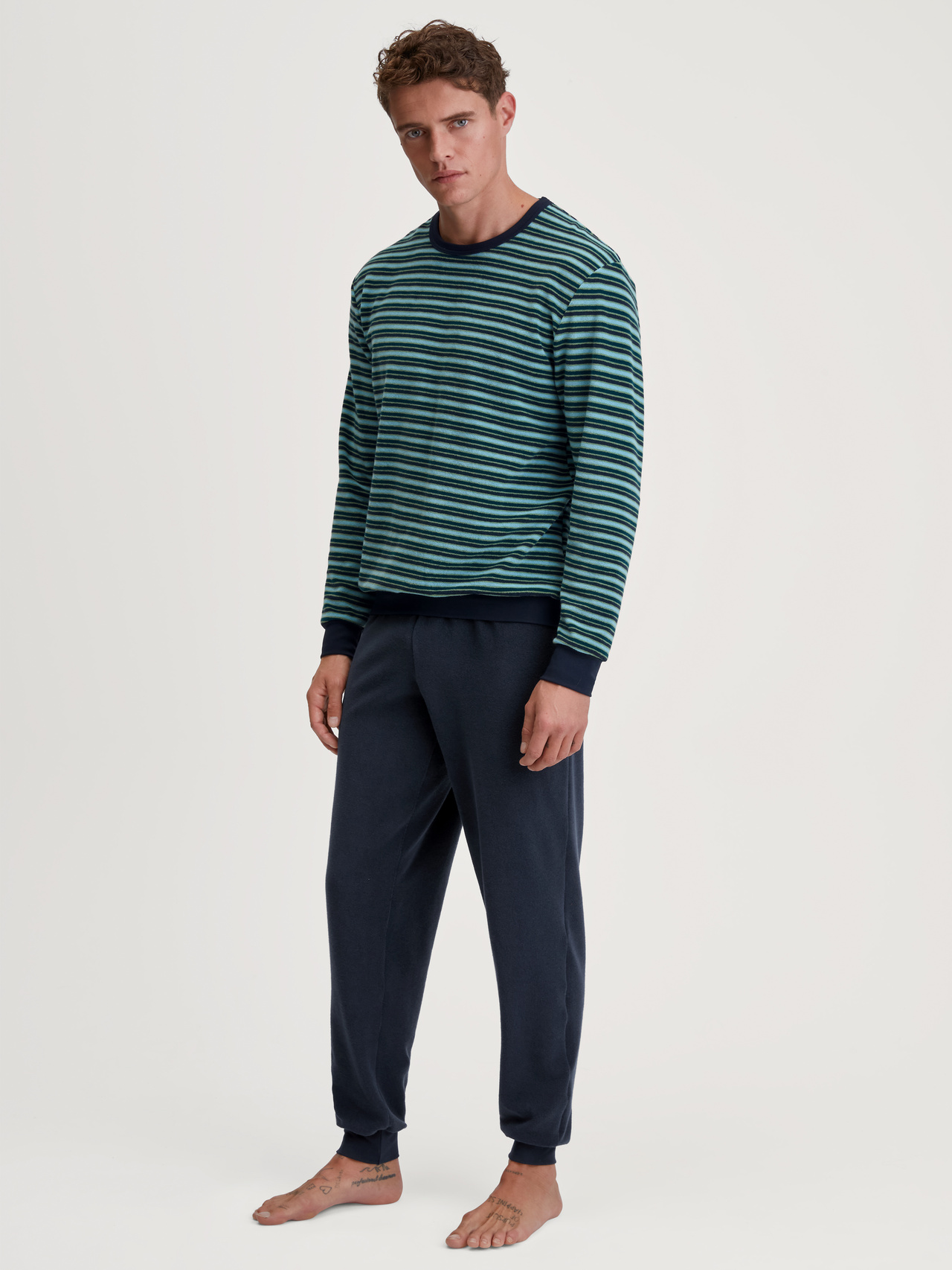 CALIDA Relax Terry Frottee Pyjamafür Herren, XXL, Blau, Mit wärmendem Baumwoll-Frottee durch eine erholsame Nacht