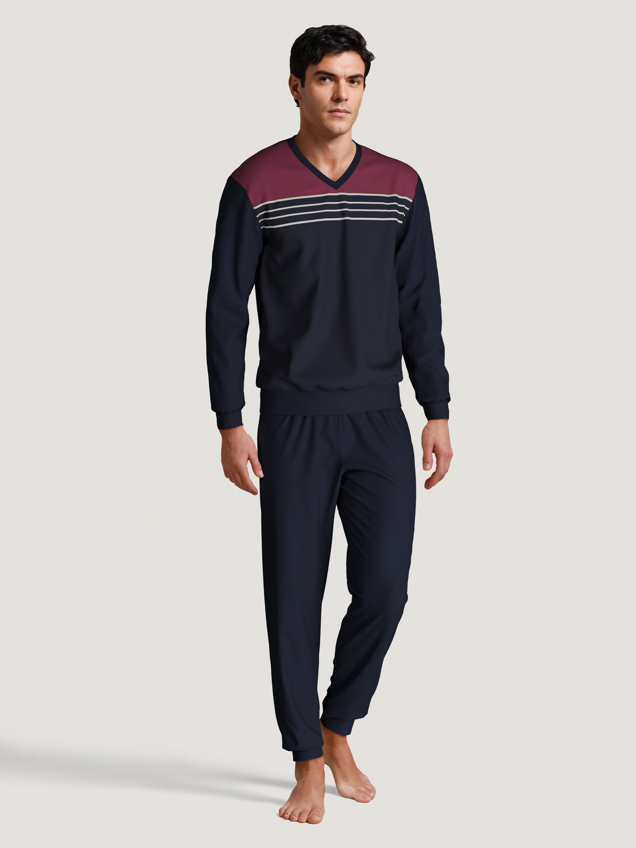CALIDA Season Special Bündchen-Pyjamafür Herren, S, Blau, Hoher Komfort durch 100% Baumwolle