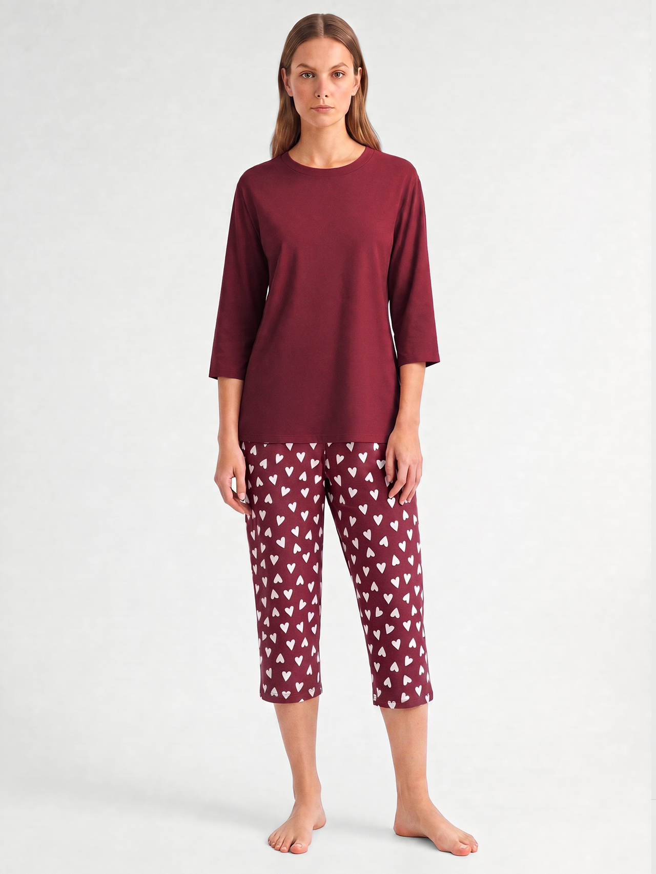 CALIDA Cotton Special Capri-Pyjamafür Damen, S, Rot, Capri-Pyjama mit klarer Silhouette und femininer Note
