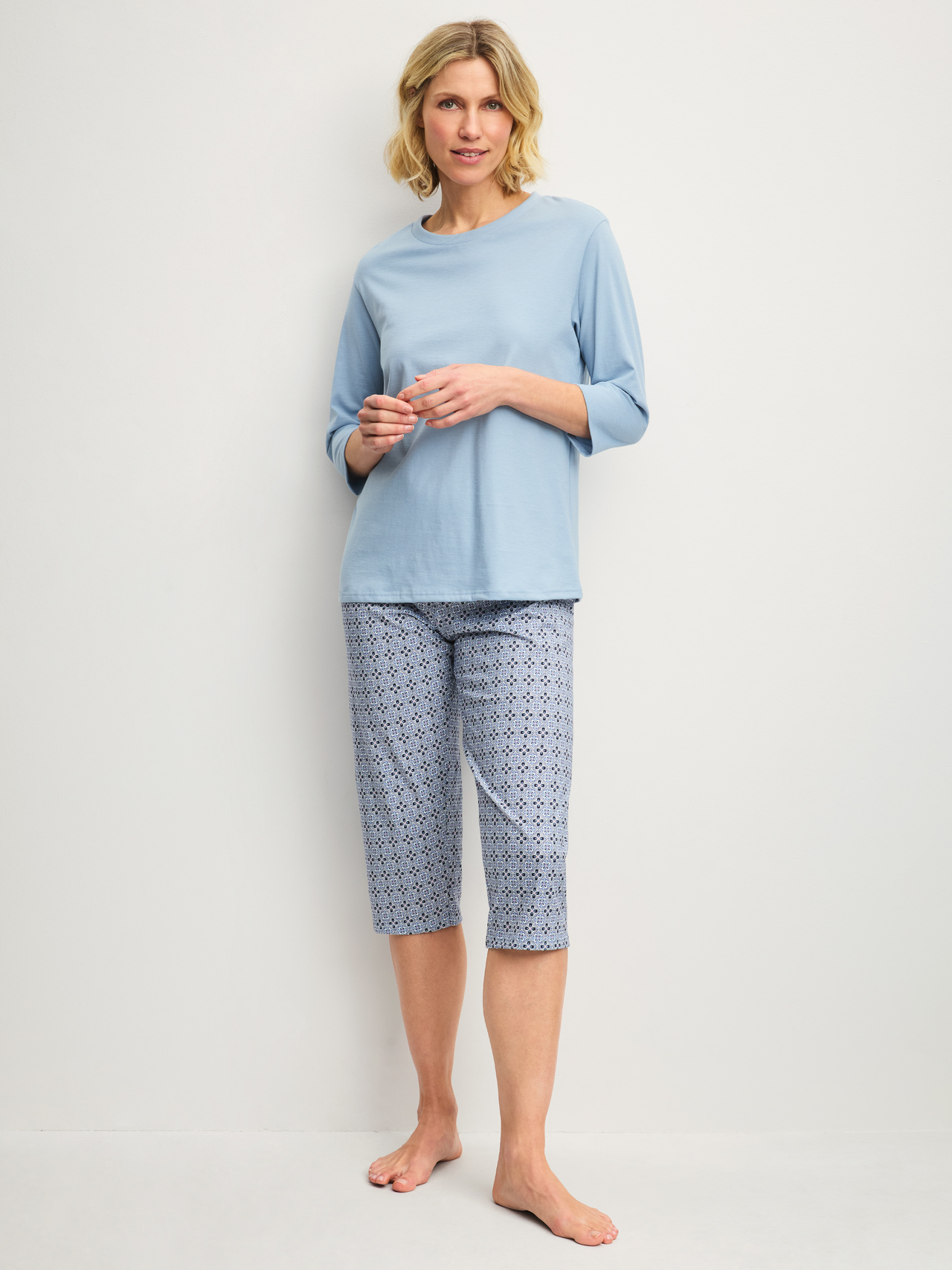CALIDA Cotton Special Capri-Pyjamafür Damen, M, Grau, 100% weiche Baumwolle – 100% Liebe