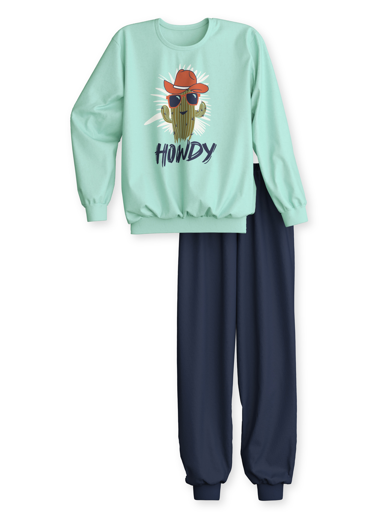 CALIDA Kids Adventure Bündchen-Pyjamafür Kinder, 164, Grün,Blau, Höchste Qualität für besten Tragekomfort