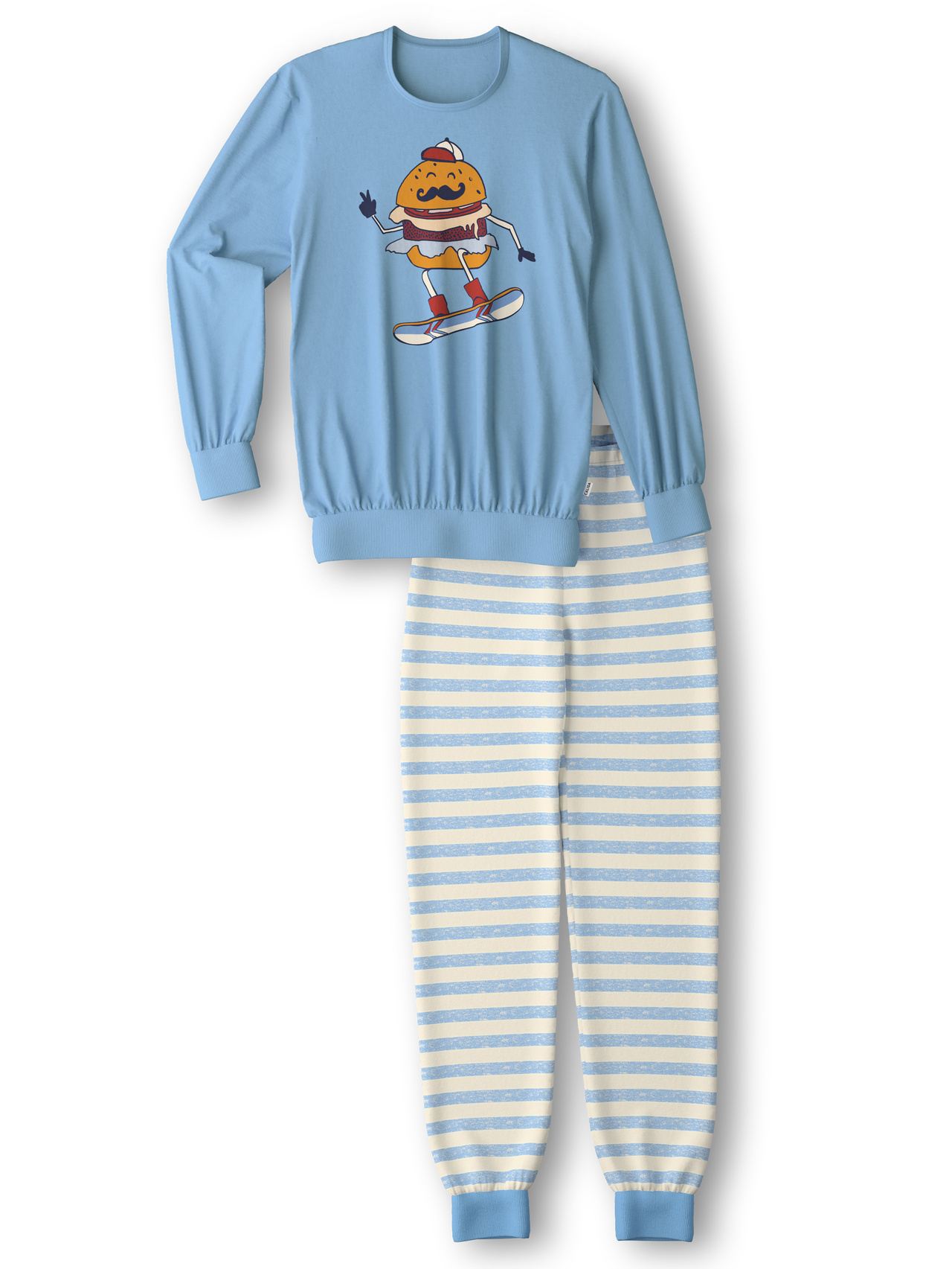 CALIDA Kids Stripes Jungen Bündchen-Pyjamafür Kinder, 152, Blau, Höchste Qualität für besten Tragekomfort