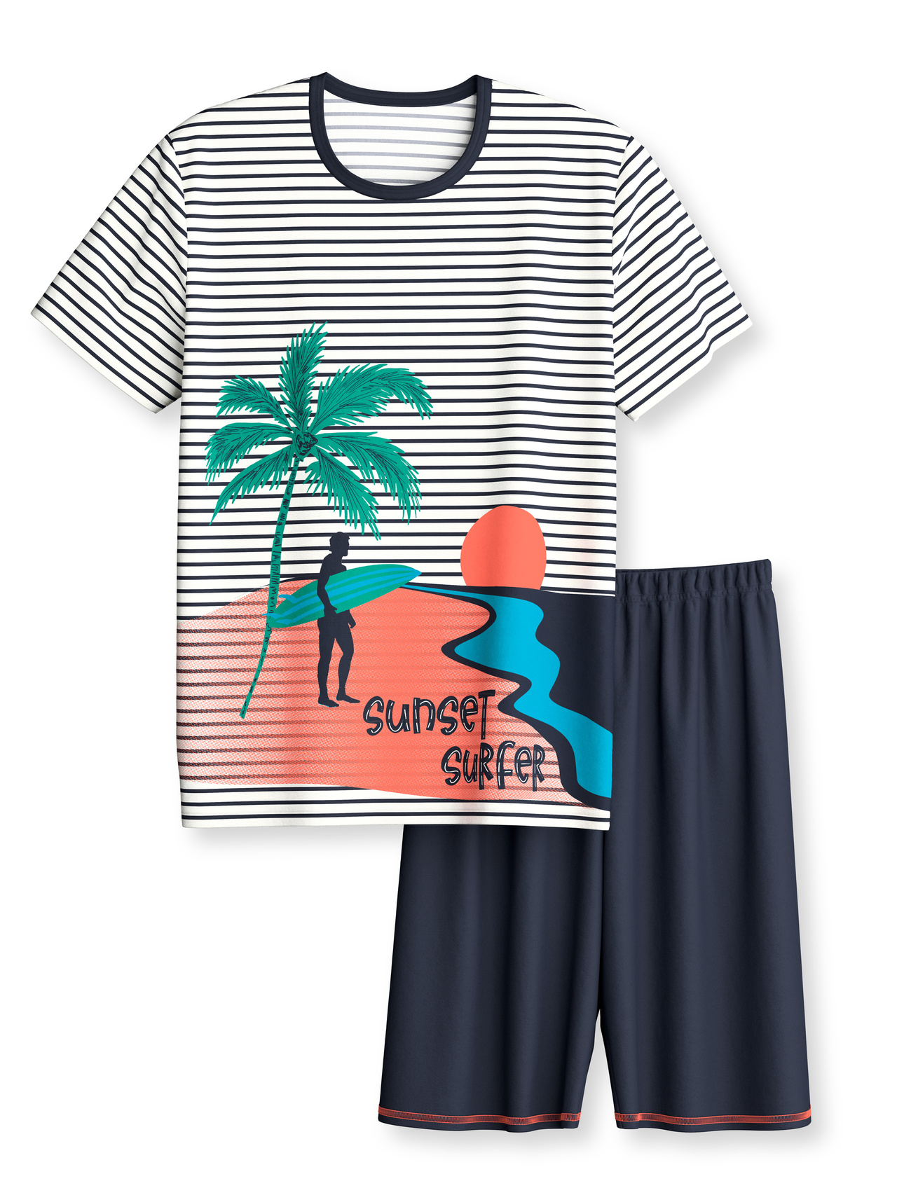 CALIDA Kids Surf Kurz-Pyjamafür Kinder, 152, Blau, Höchste Qualität für besten Tragekomfort