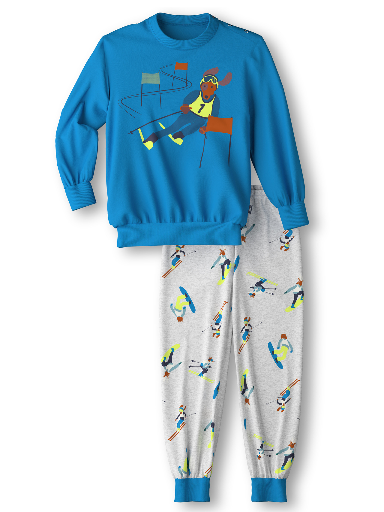CALIDA Toddlers Snow Kinder Bündchen-Pyjamafür Kinder, 104, Türkis, Höchste Qualität für besten Tragekomfort