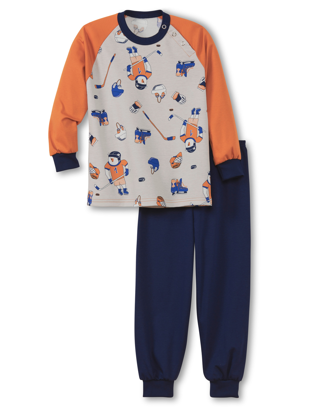 CALIDA Toddlers Hockey Kinder Bündchen-Pyjamafür Kinder, 80, Orange, Ab auf´s Eis