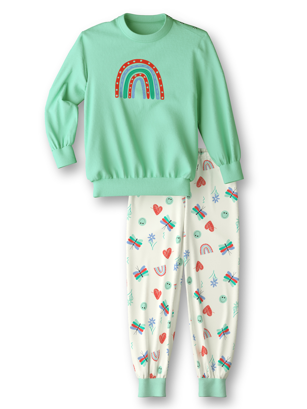 CALIDA Toddlers Doodle Kinder Bündchen-Pyjamafür Kinder, 104, Türkis, Höchste Qualität für besten Tragekomfort