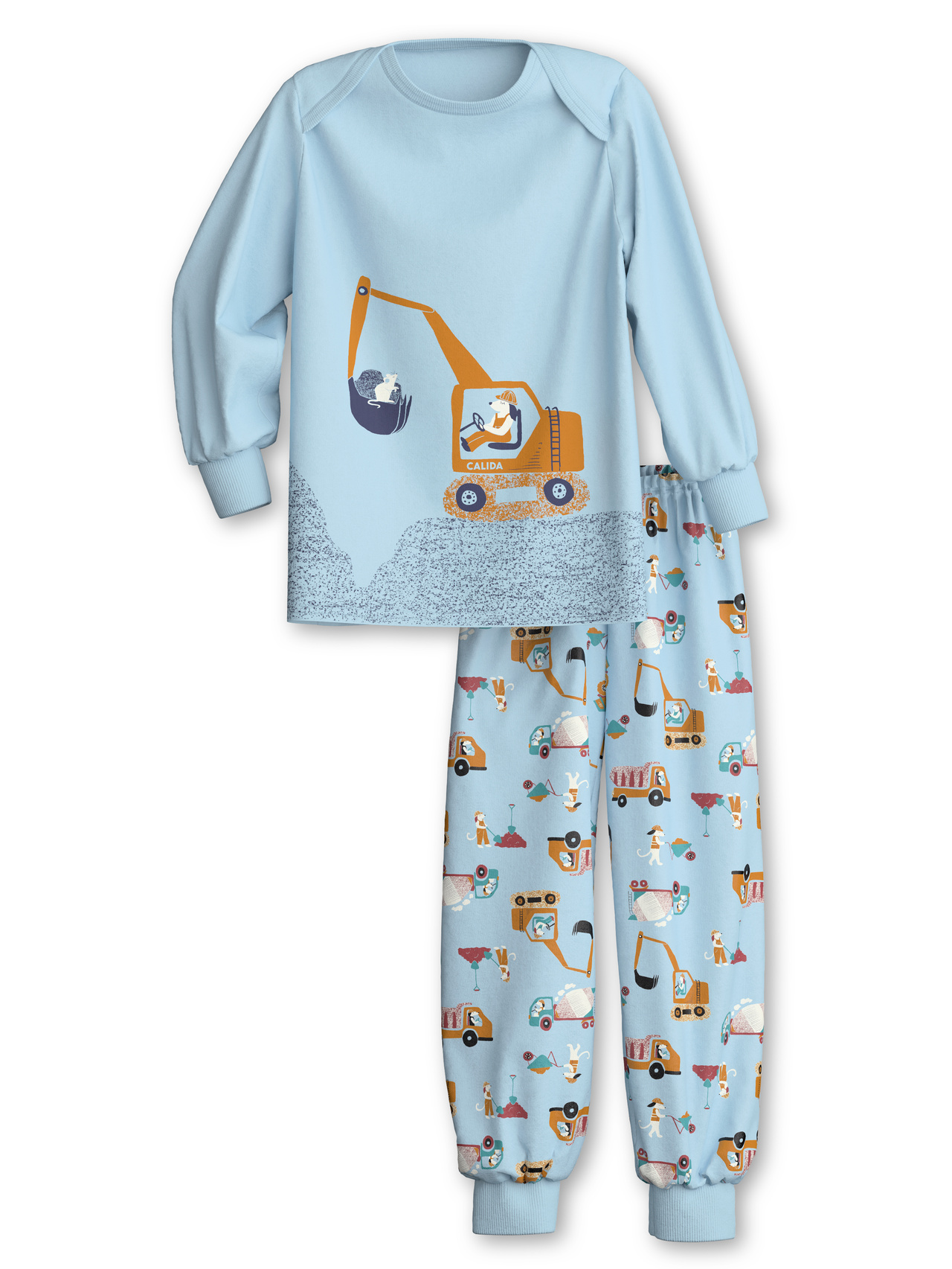 CALIDA Toddlers Worker Bündchen-Pyjamafür Kinder, 104, Blau, Höchste Qualität für besten Tragekomfort