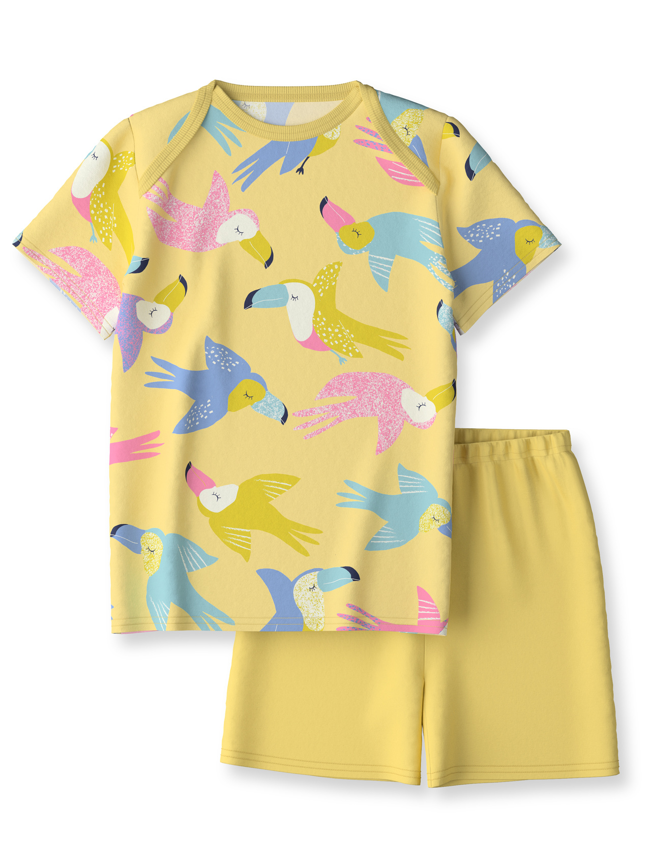 CALIDA Toddlers Tucan Kurz-Pyjama aus reiner Bio-Baumwollefür Kinder, 80, Gelb, Höchste Qualität für besten Tragekomfort