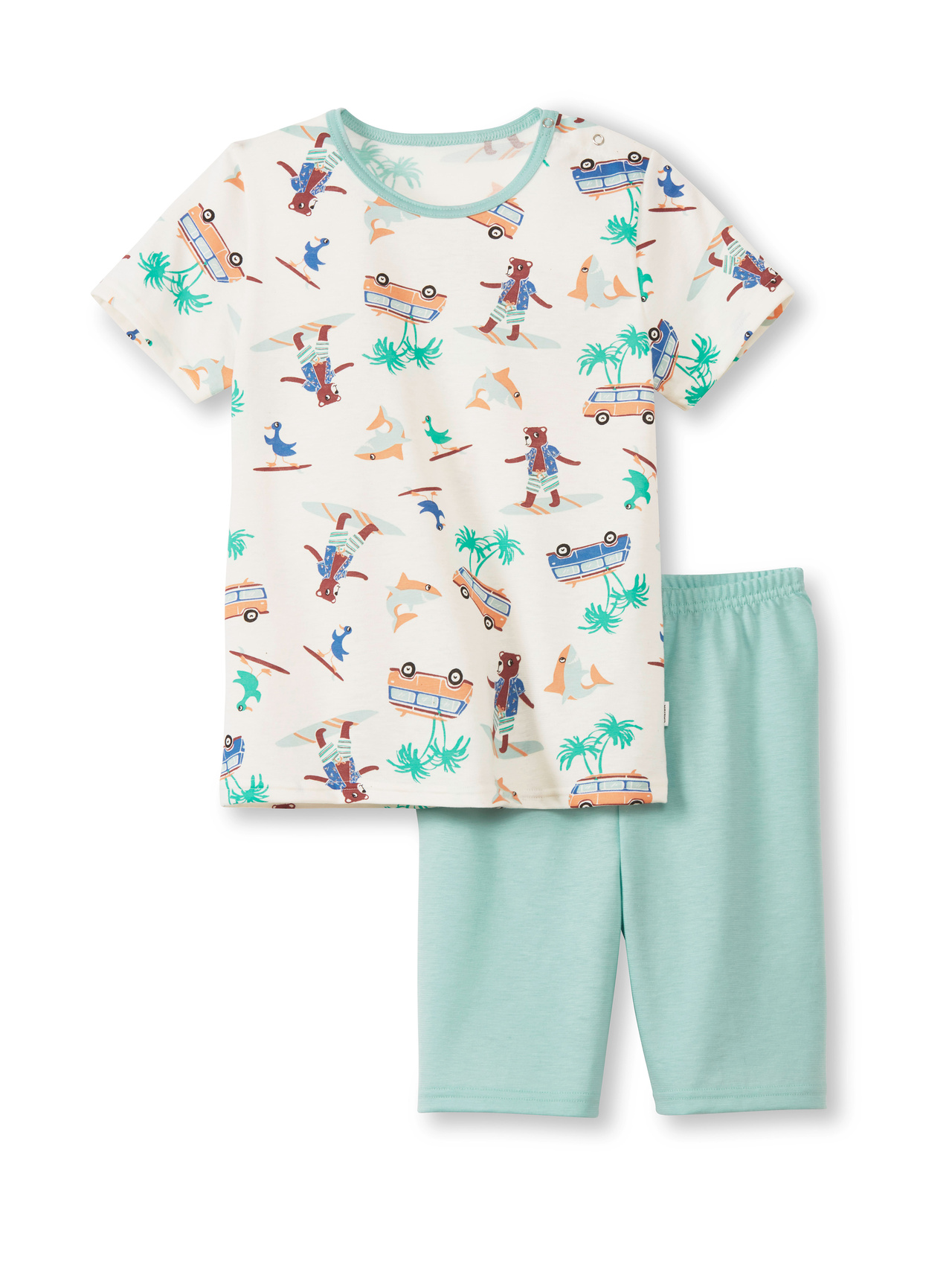 CALIDA Toddlers Surf Kinder Kurz-Pyjamafür Kinder, 80, Türkis, Surf the Wave