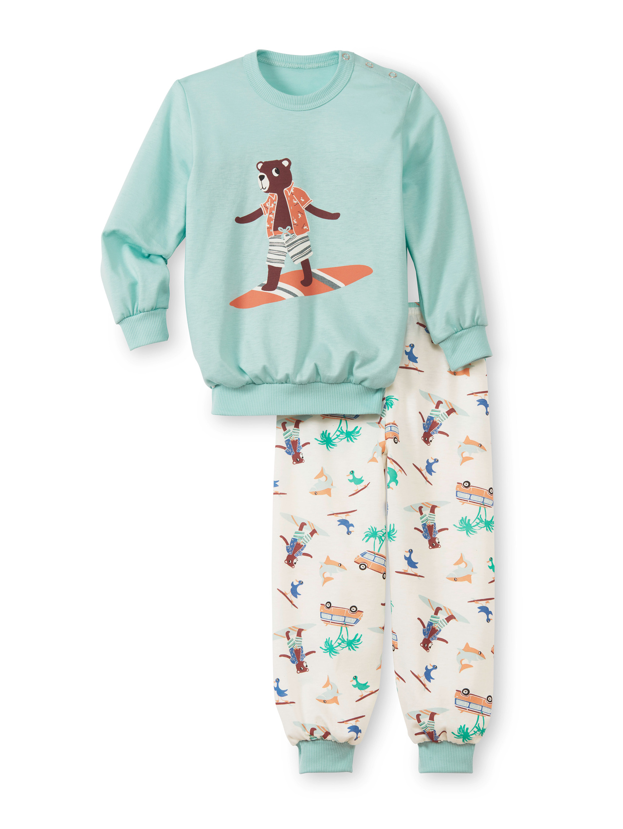 CALIDA Toddlers Surf Kinder Bündchen-Pyjamafür Kinder, 80, Türkis, Surf the Wave