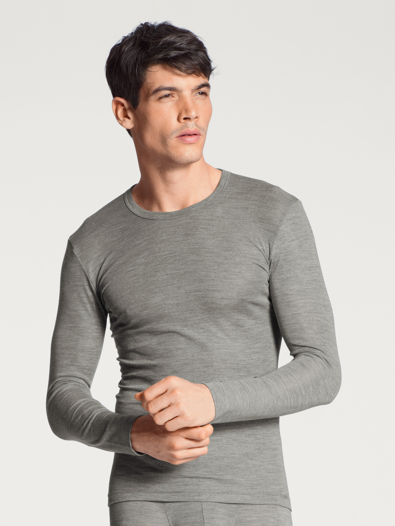 CALIDA Wool & Silk Langarm-Shirt aus Wolle und Seide für Herren, L, Grau, Die perfekte Mischung gegen Kälte