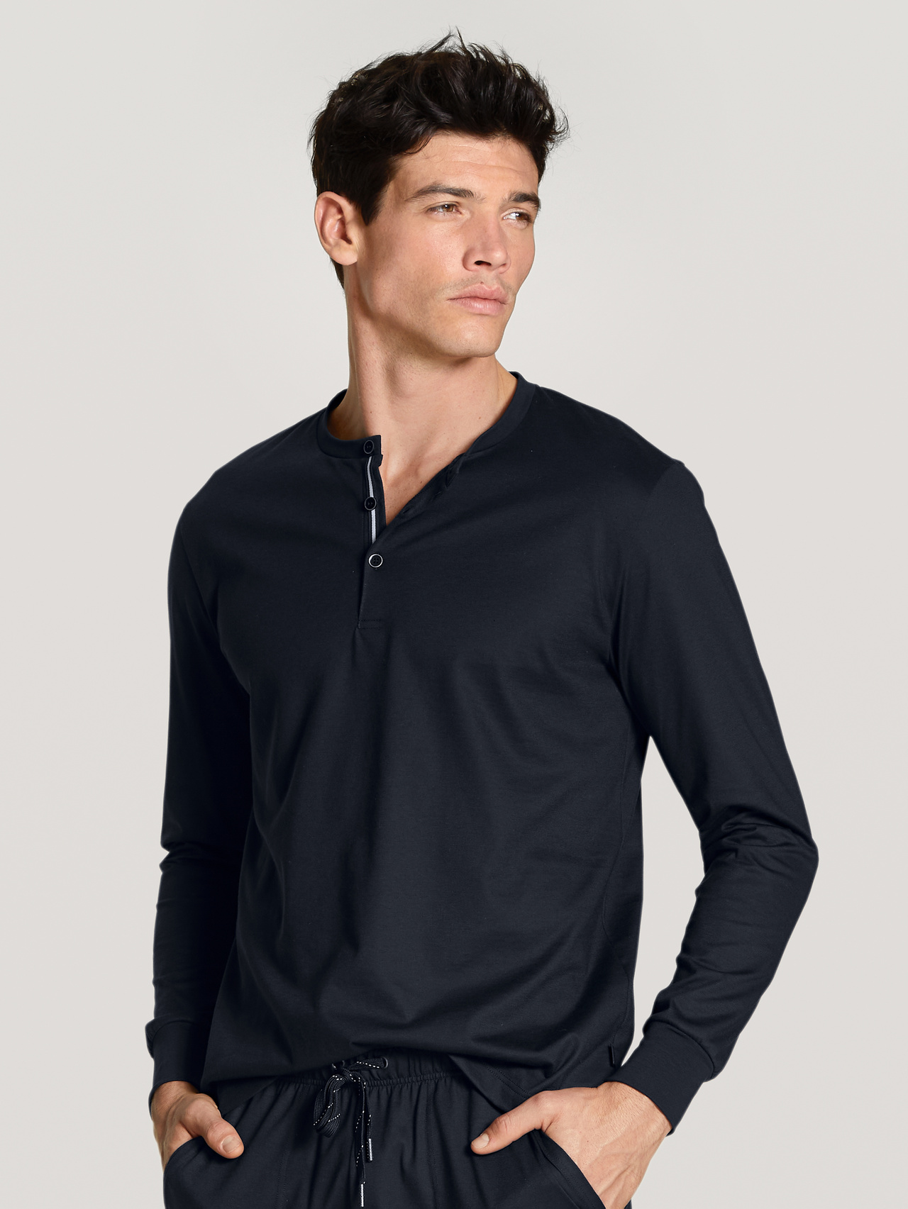CALIDA Remix Basic Sleep Shirt long sleeve for Men, M, Blue