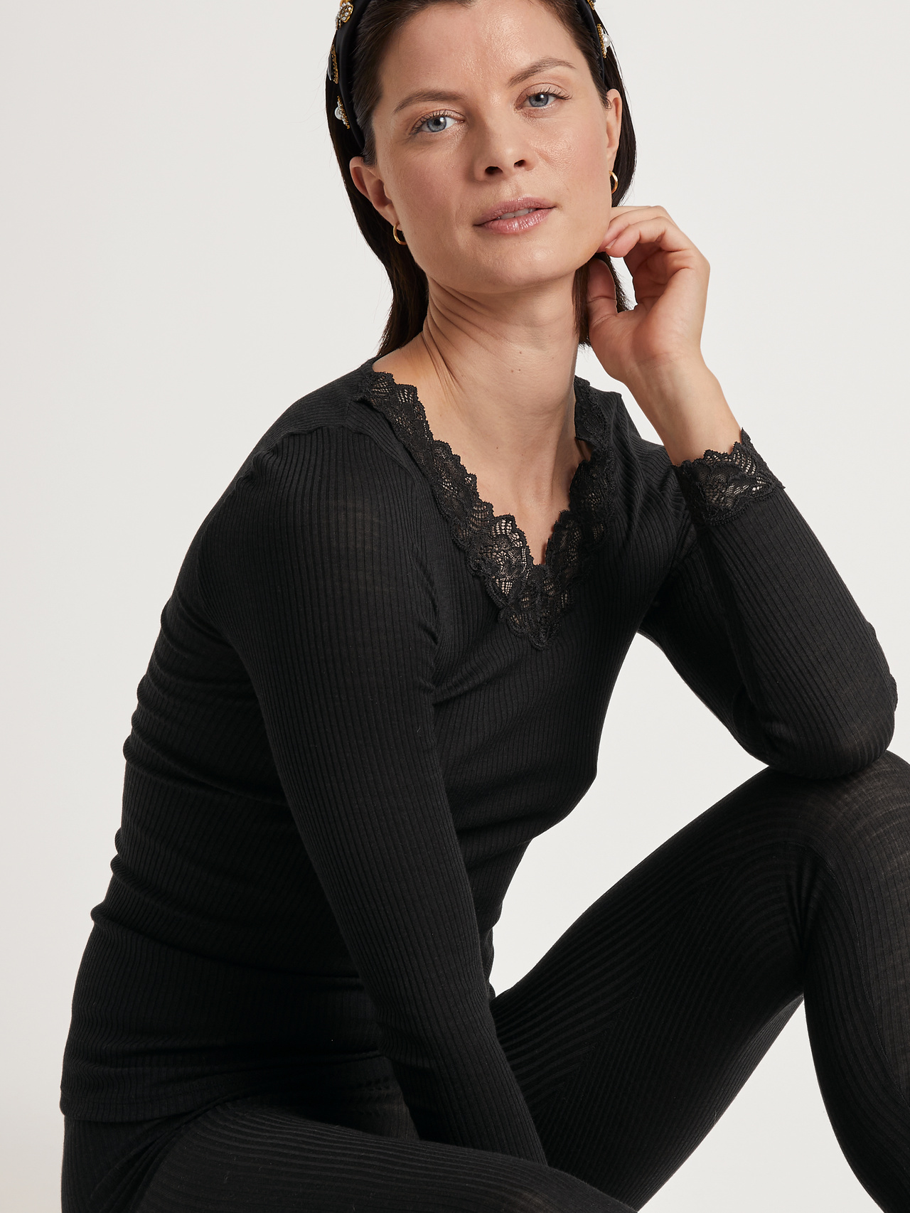 CALIDA Silky Wool Joy Shirt long-sleeve for Women, XS, Black