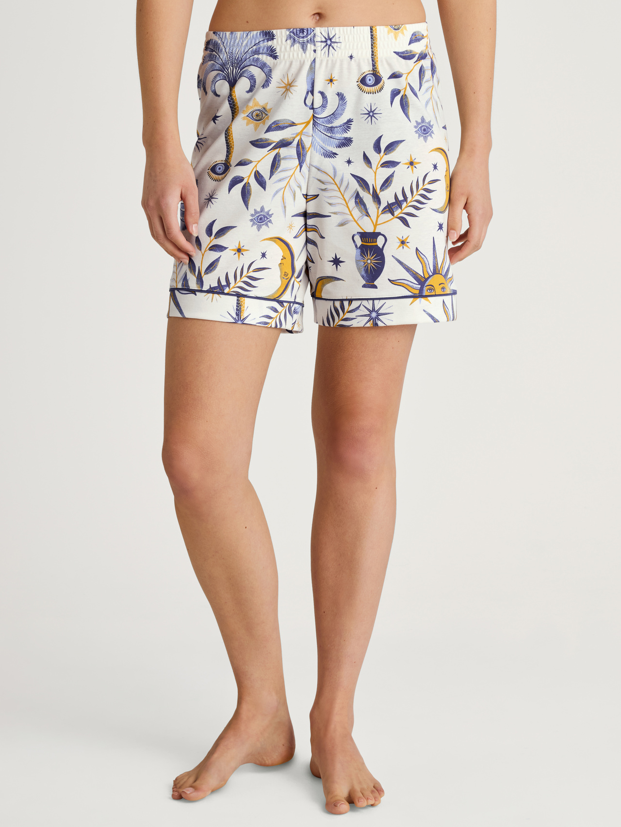 CALIDA Favourites Magic Kurze Pyjamahose für Damen, XS, Beige, magischer Print für vielfältige Mix & Match-Möglichkeiten