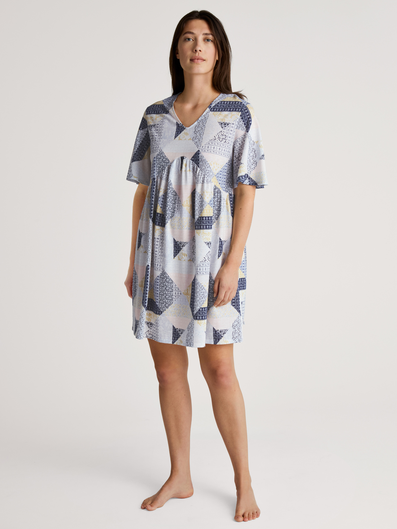 CALIDA Favourites Joy II Nightshirt, Länge 95 cm für Damen, XXS, Blau, Mix it & Match it