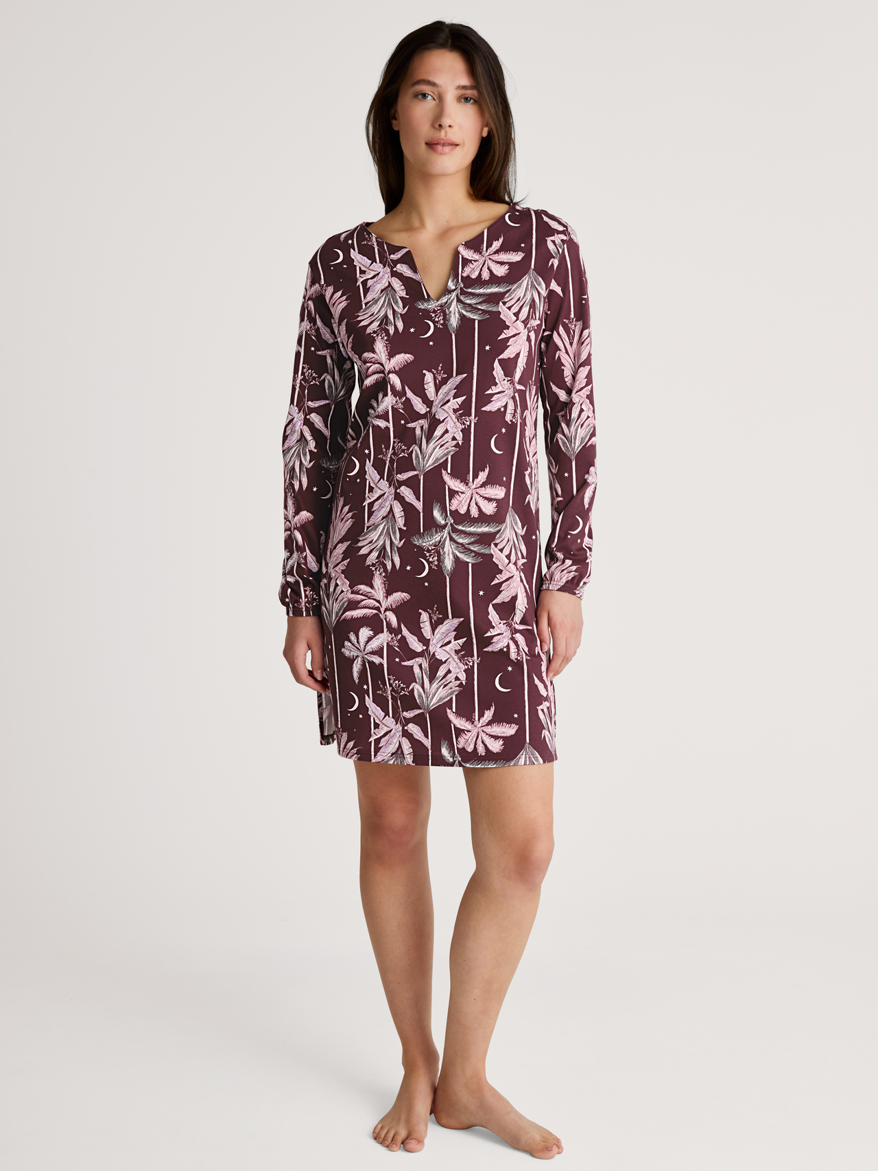 CALIDA Favourites Ground Long-sleeved nightdress, length 95 cm for Women, XS, Red