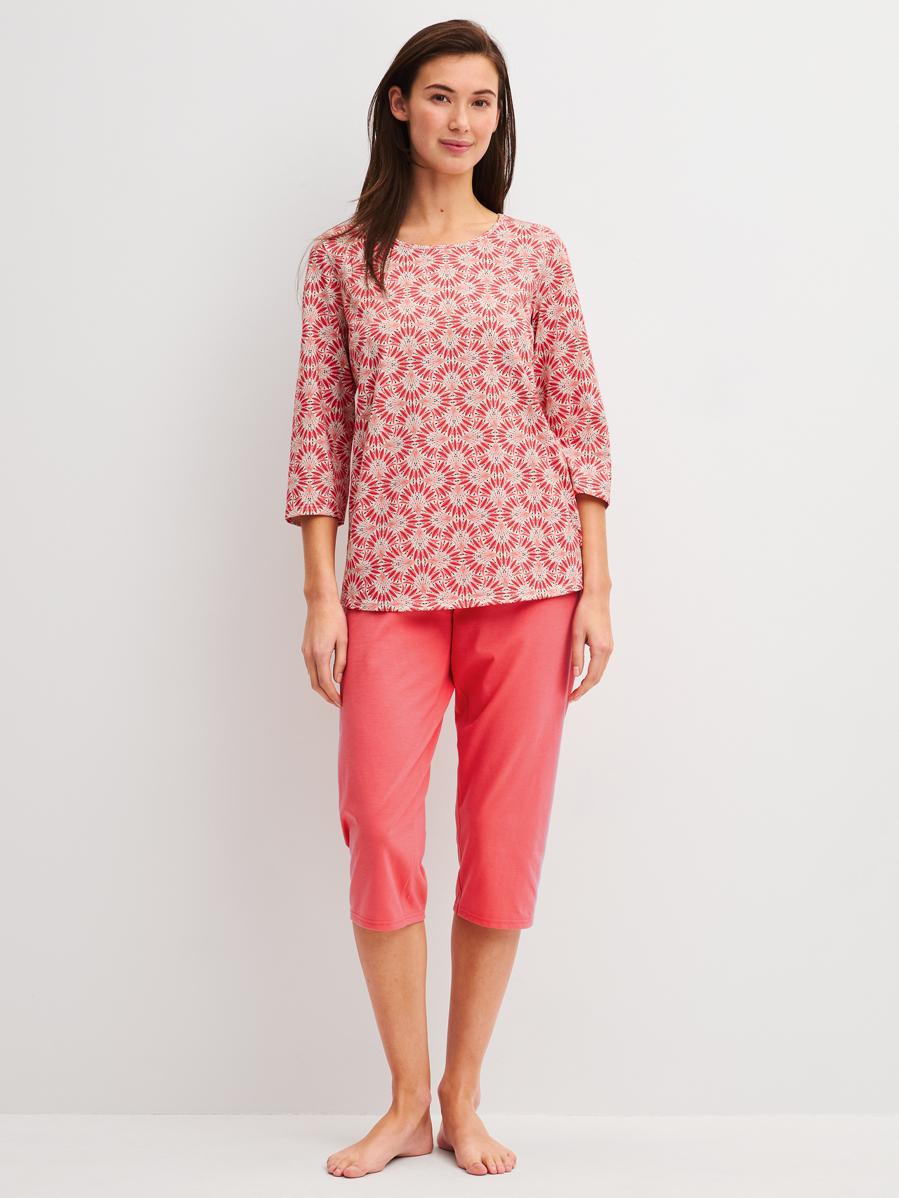 CALIDA Cotton Special Capri Pyjama for Women, M, Red