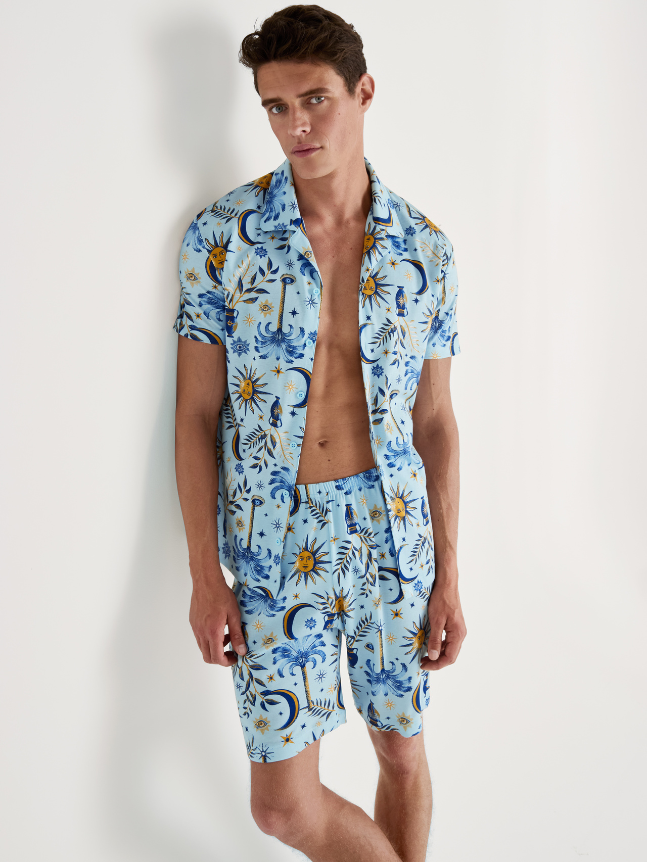 CALIDA Relax Magic Short Pyjamas with Buttons for Men, M, Turquoise