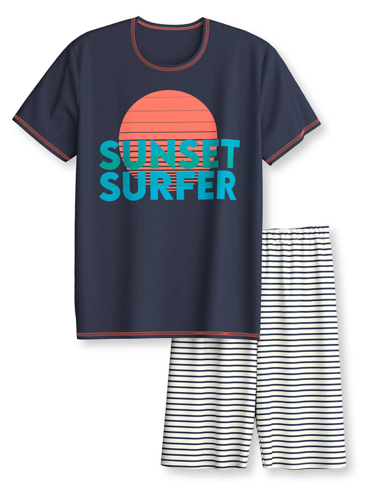 CALIDA Kids Surf Kurz-Pyjama für Kinder, 140, Blau, Höchste Qualität für besten Tragekomfort