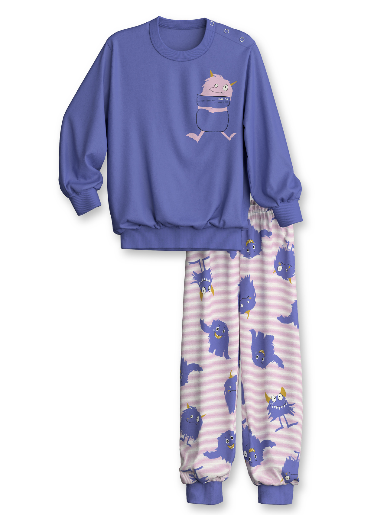 CALIDA Toddlers Monsters Pyjama with cuff for Kids, 116, Purple