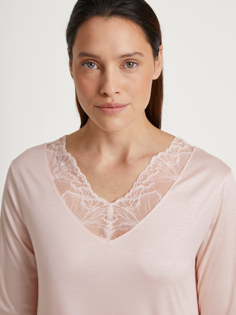 CALIDA Lace Nights Camicia da notte a maniche lunghe, lunghezza 125 cm