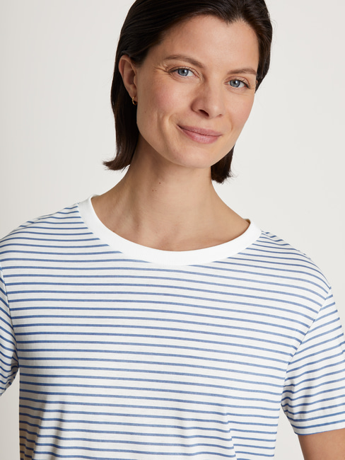 CALIDA Cotton Stripes Kurzarm-Nachthemd, Länge 95 cm